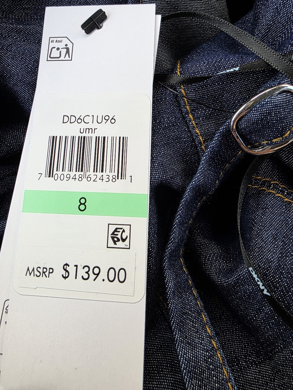 DKNY Dark Indigo Seamed Bustier Denim Midi Dress Size 8 NWT - Picture 2 of 8